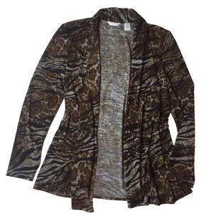 Laura Ashley Animal Print Open Front Jacket Browns,‎ Size M